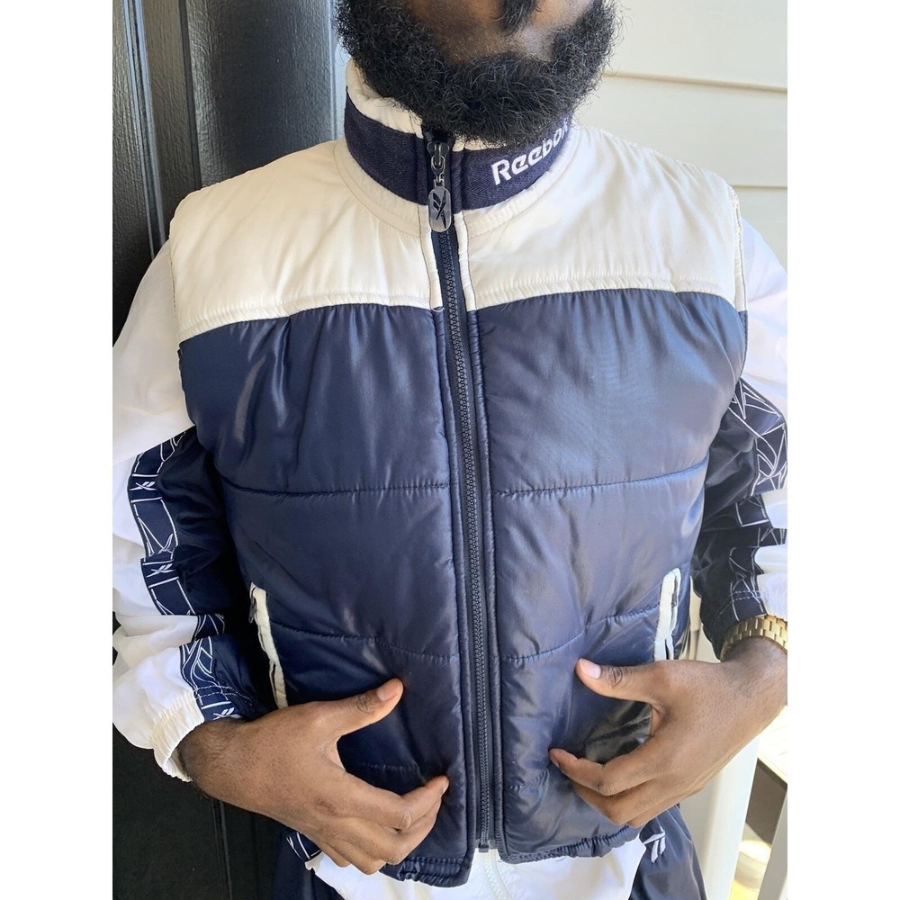 Vintage Blue 90s 3 piece Reebok set puffer jacket vest pants Windbreaker